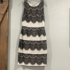 White with black lace bodycon dress